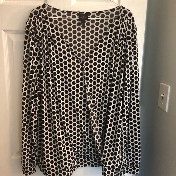 3 for $20 WORTHINGTON Black/White Poly Blouse 3X - Picture 4 of 7